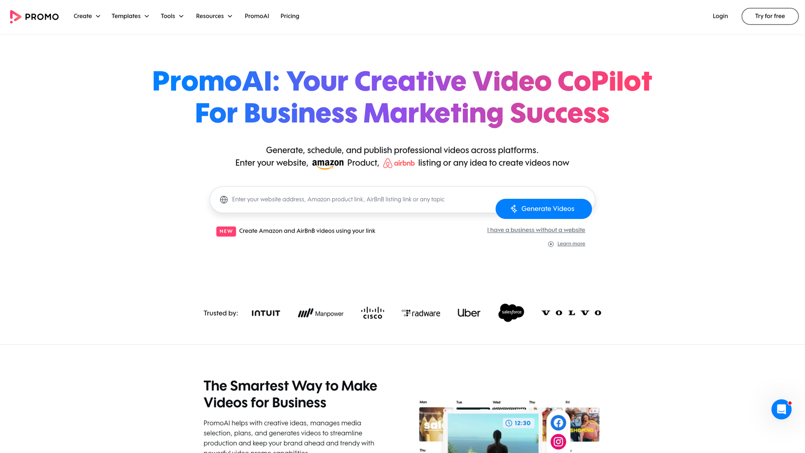 Screenshot of Promo.com website