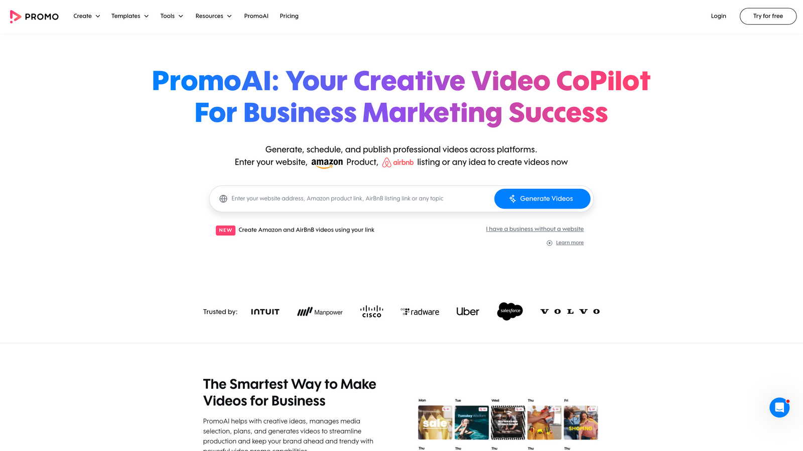 Screenshot of Promo.com website