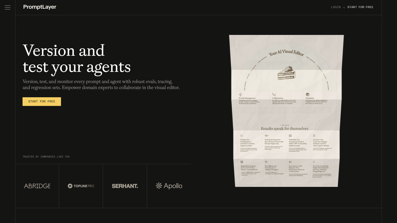 Screenshot of PromptLayer website