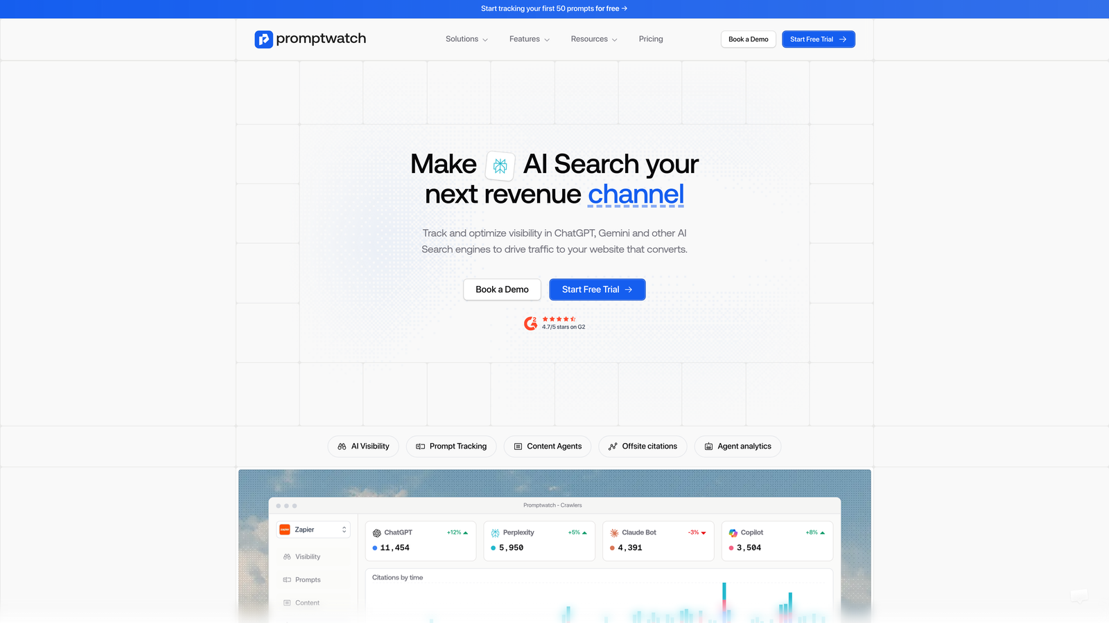 Screenshot of Promptwatch website