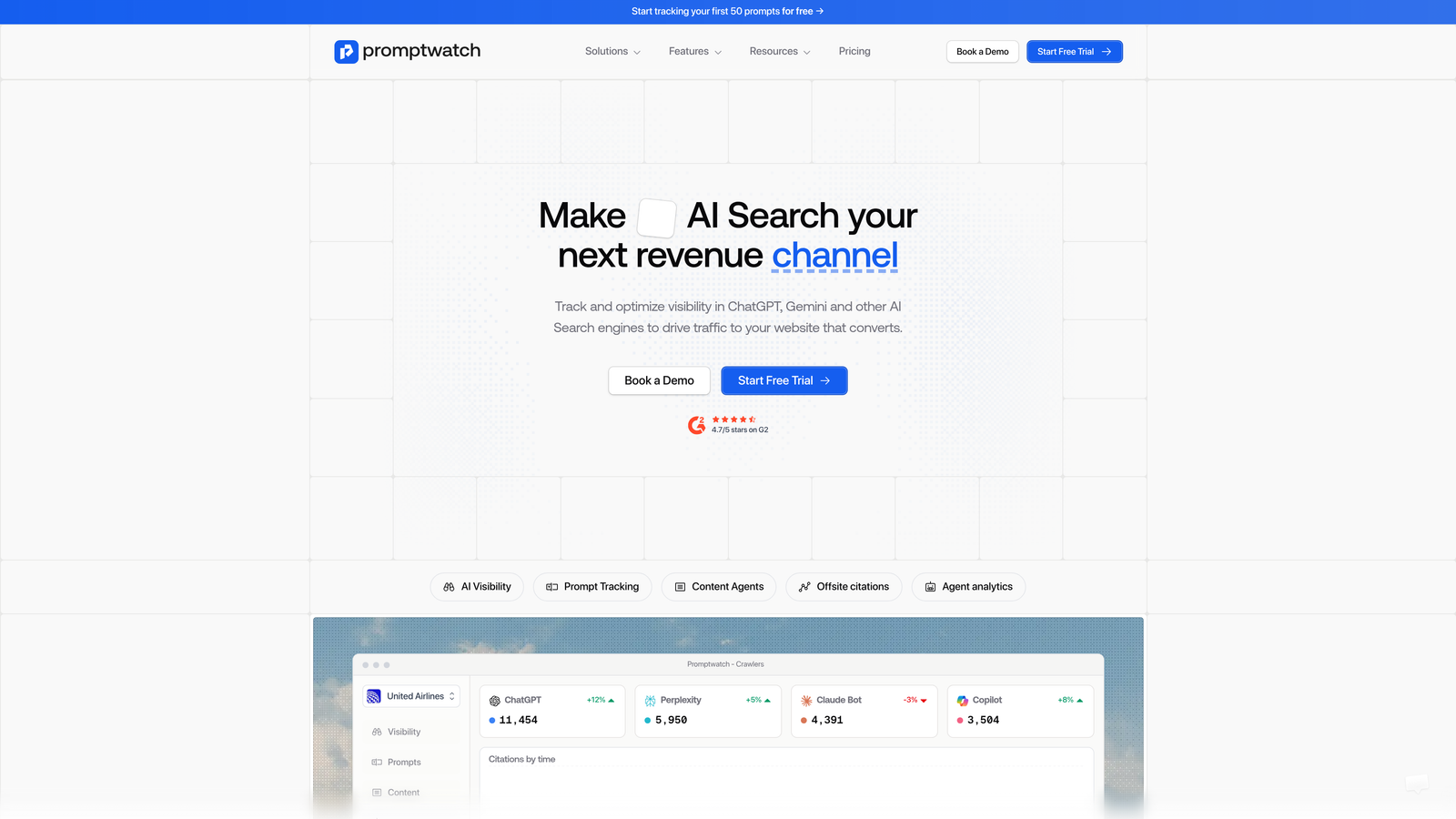 Screenshot of Promptwatch website