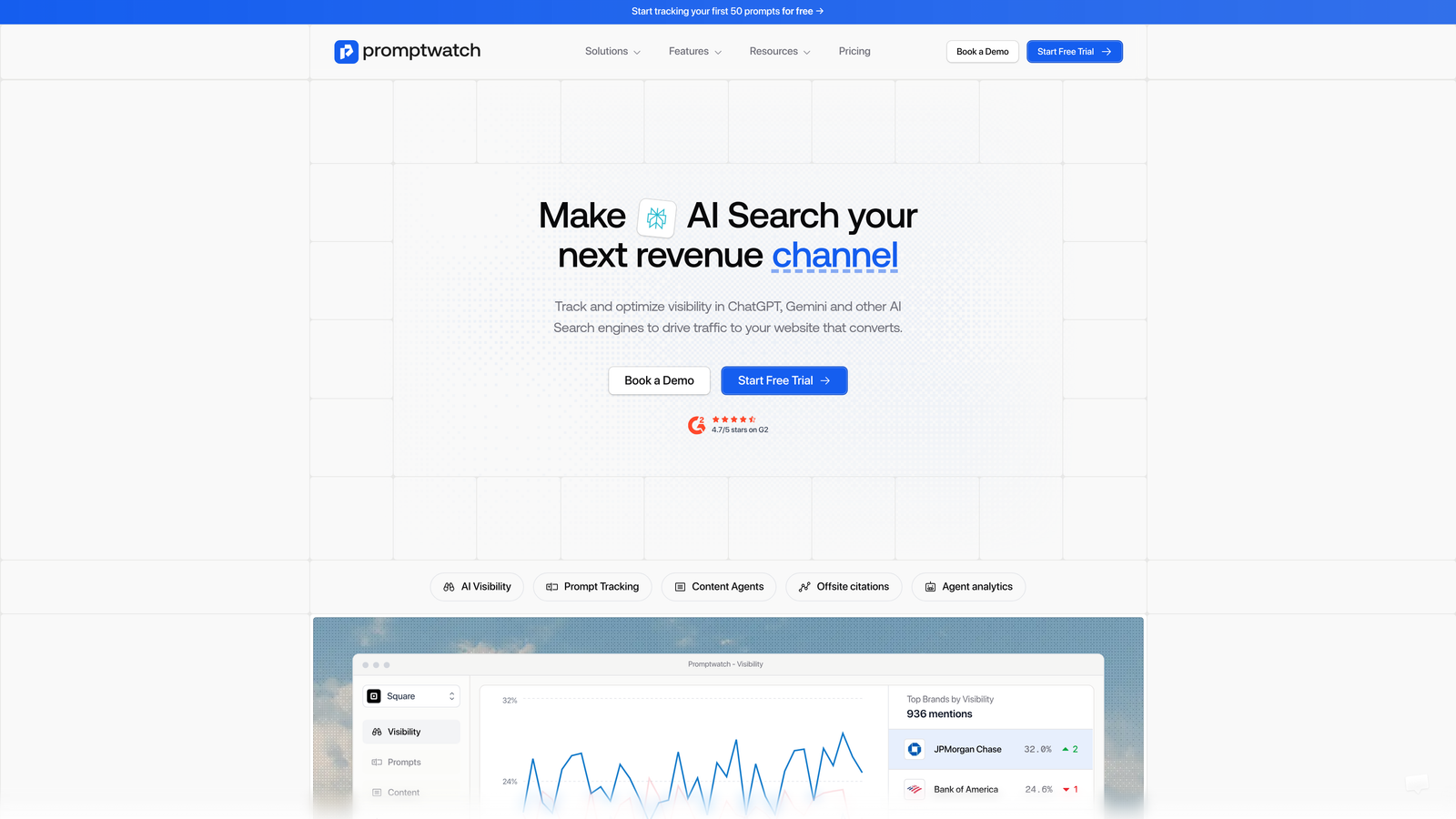 Screenshot of Promptwatch website