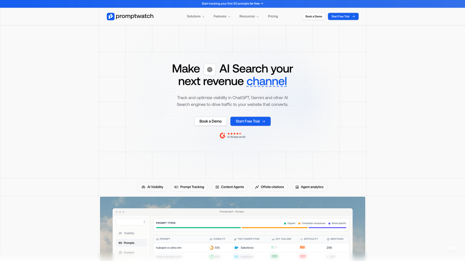 Screenshot of Promptwatch website
