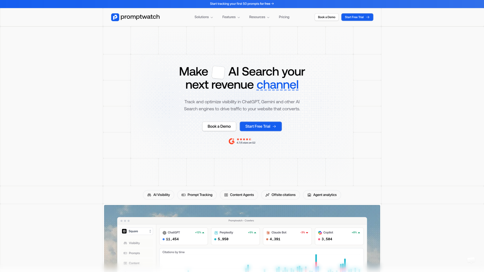 Screenshot of Promptwatch website
