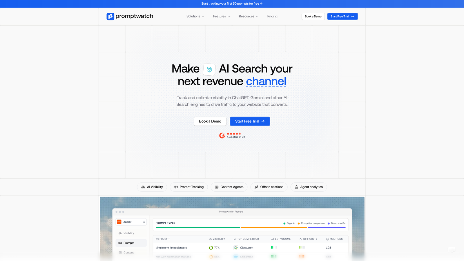 Screenshot of Promptwatch website