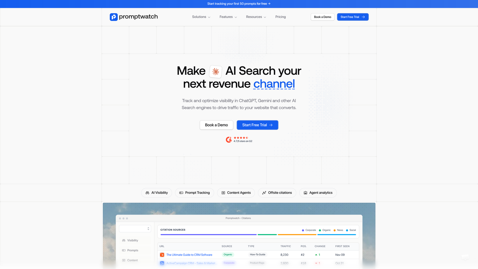 Screenshot of Promptwatch website