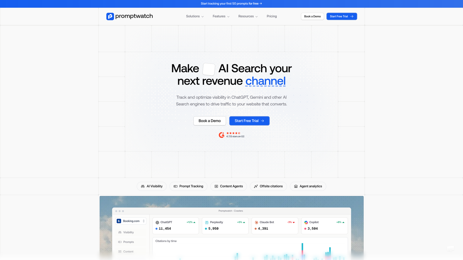 Screenshot of Promptwatch website