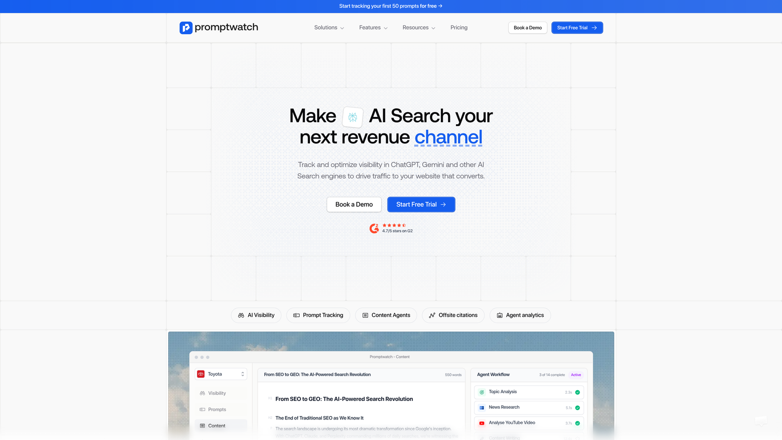 Screenshot of Promptwatch website