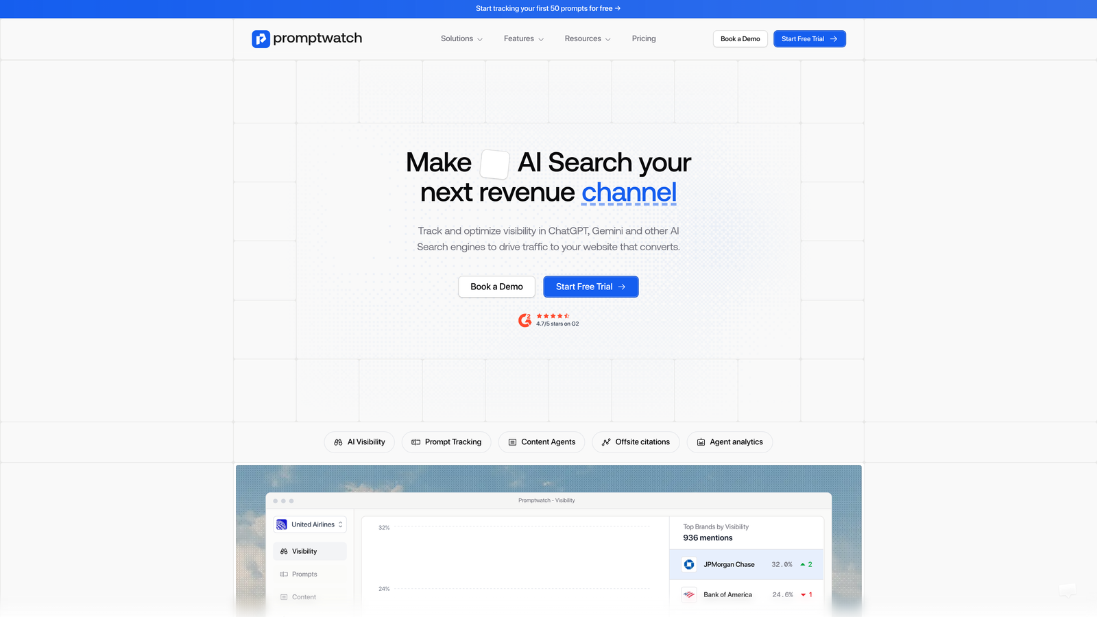 Screenshot of Promptwatch website