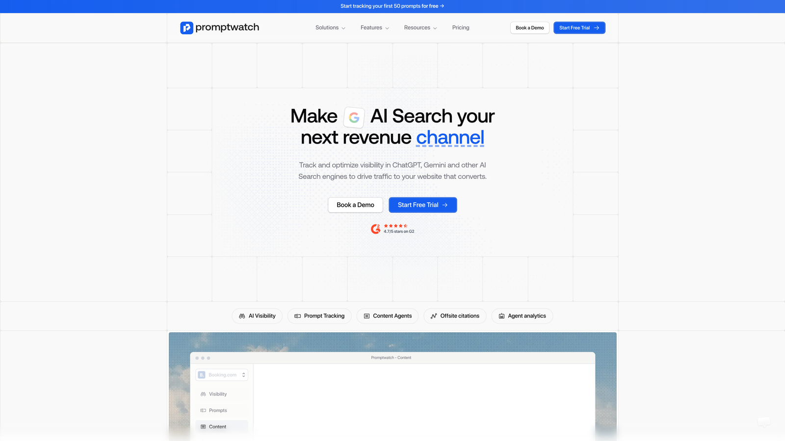 Screenshot of Promptwatch website
