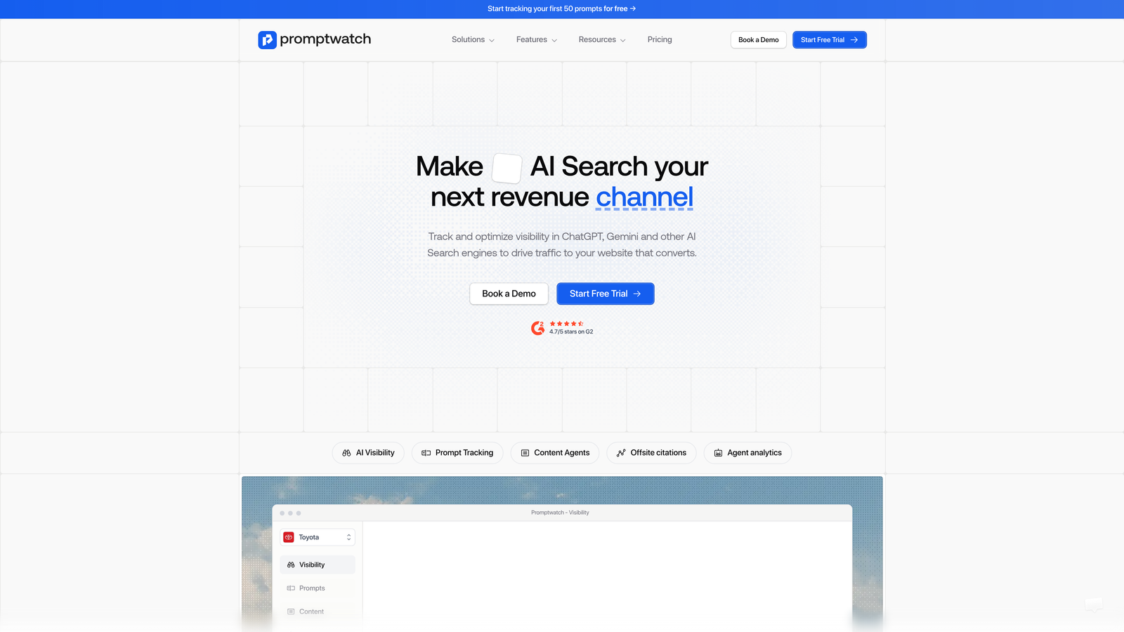 Screenshot of Promptwatch website