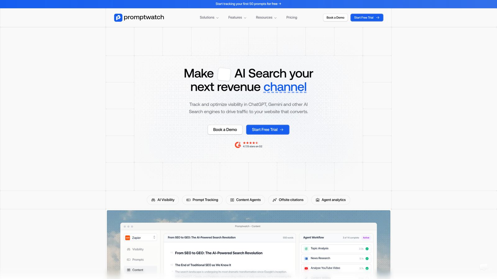 Screenshot of Promptwatch website