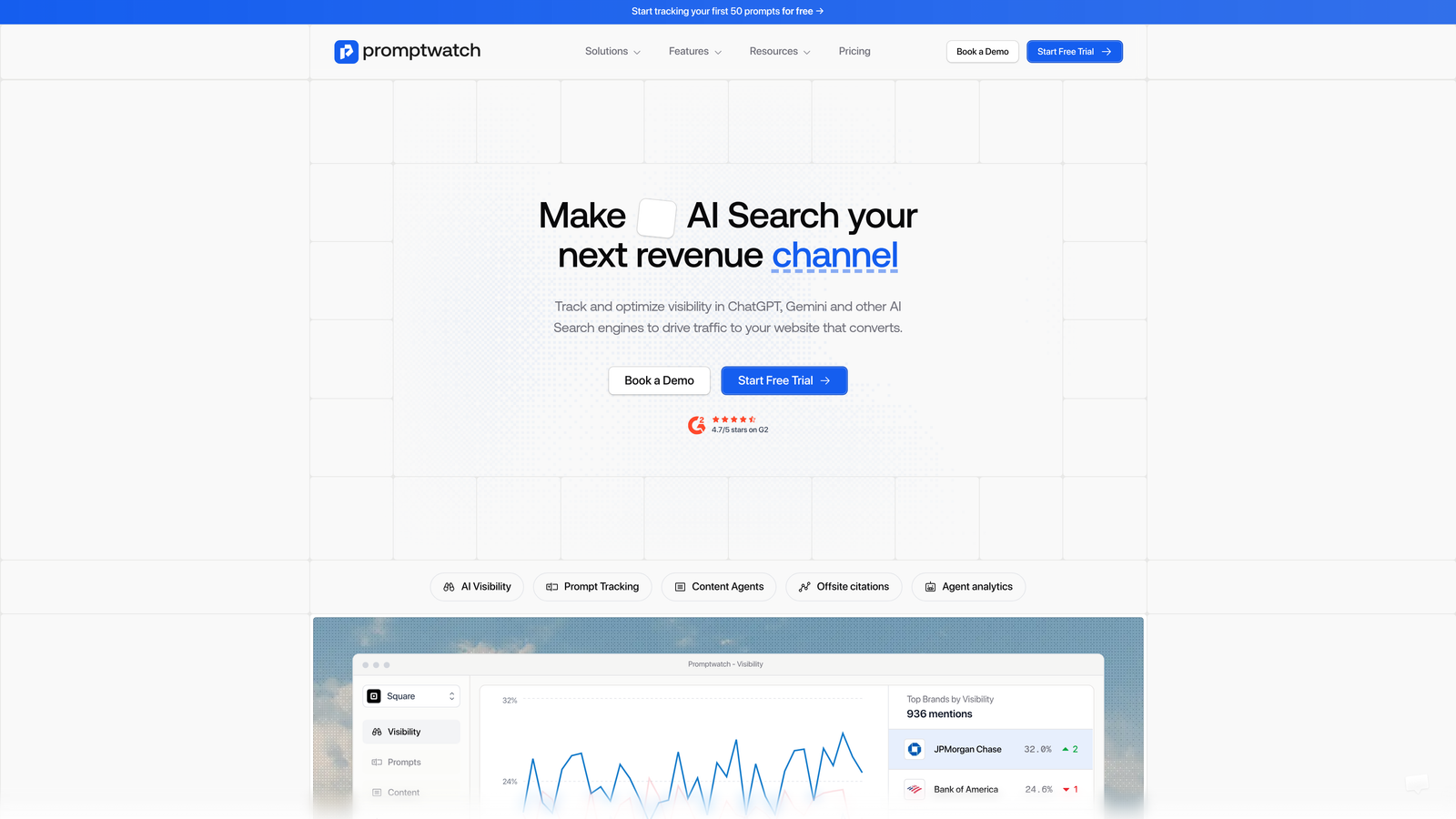 Screenshot of Promptwatch website