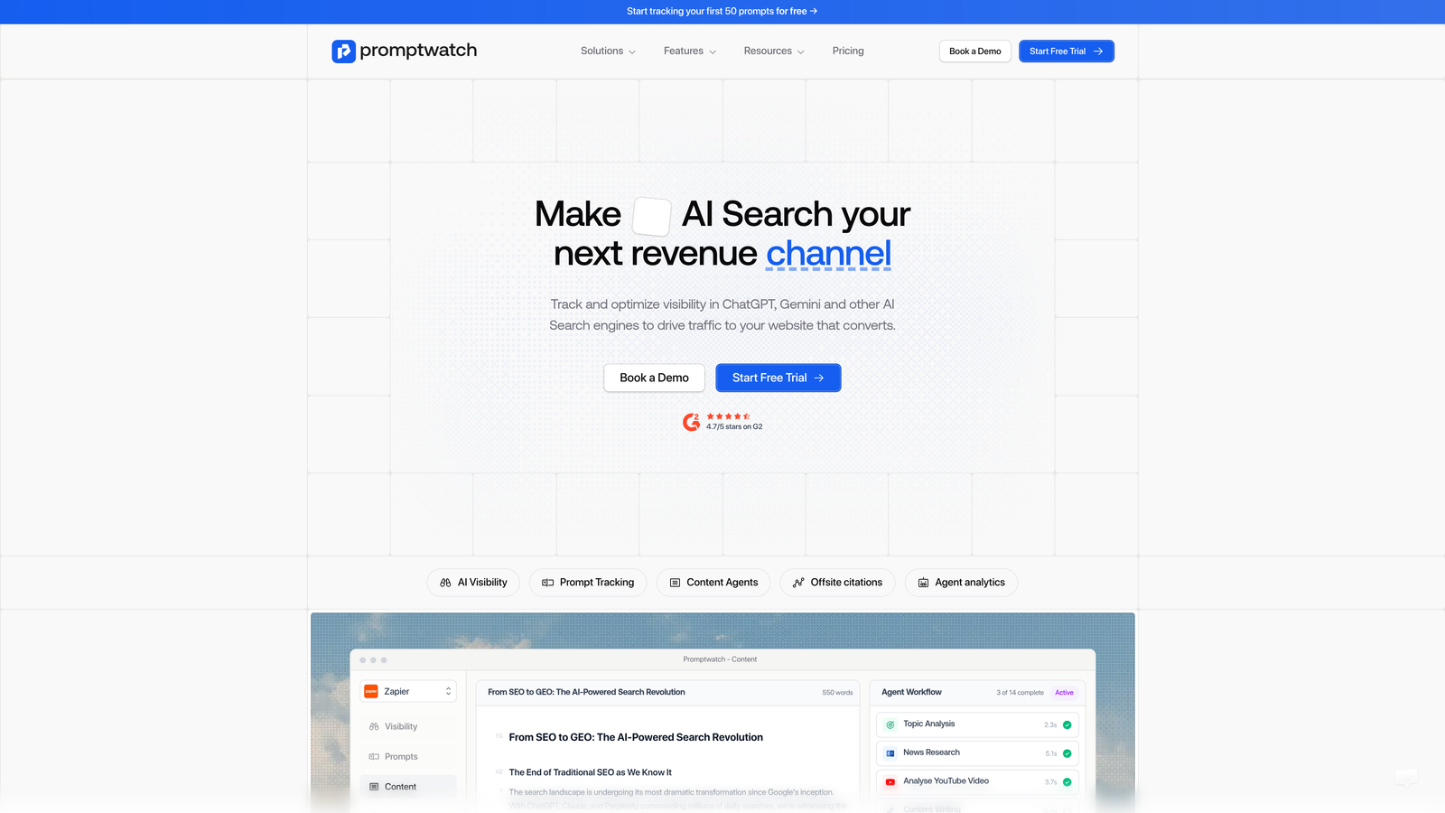 Screenshot of Promptwatch website