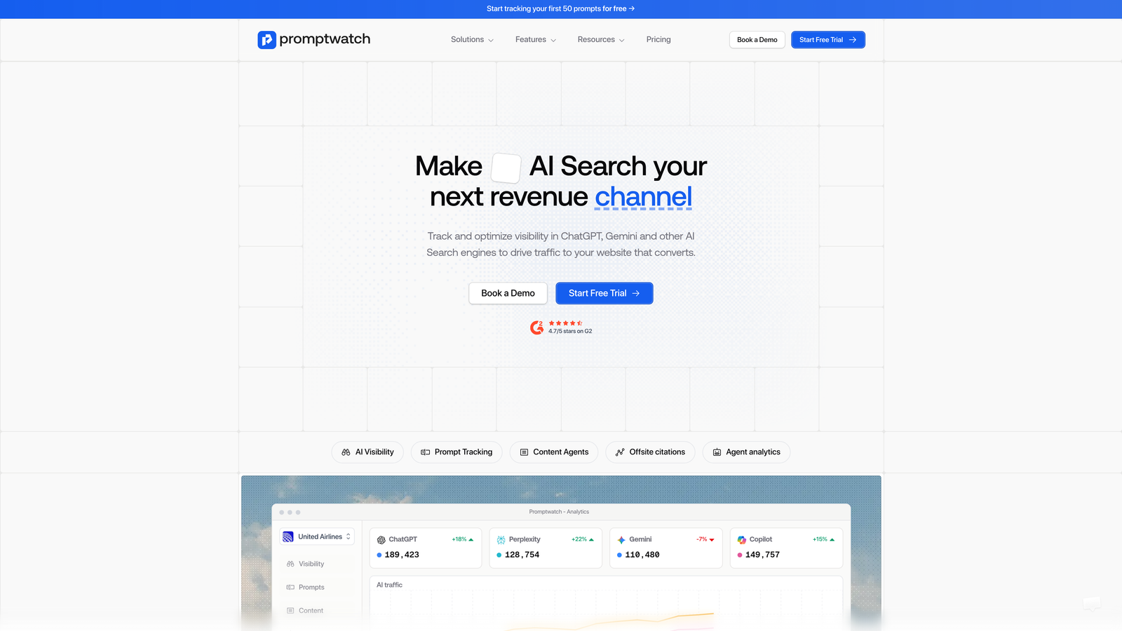 Screenshot of Promptwatch website