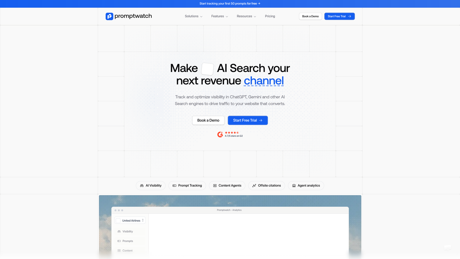 Screenshot of Promptwatch website