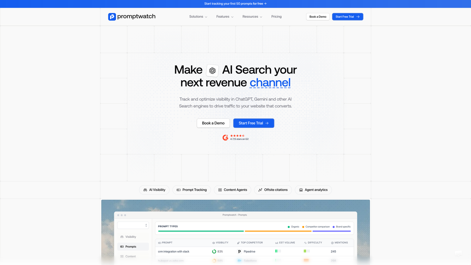 Screenshot of Promptwatch website