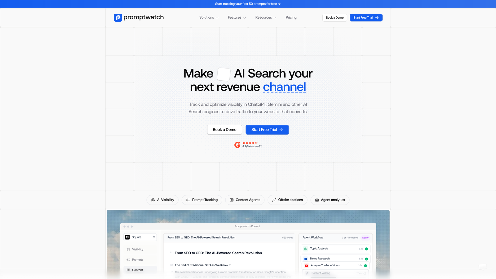 Screenshot of Promptwatch website