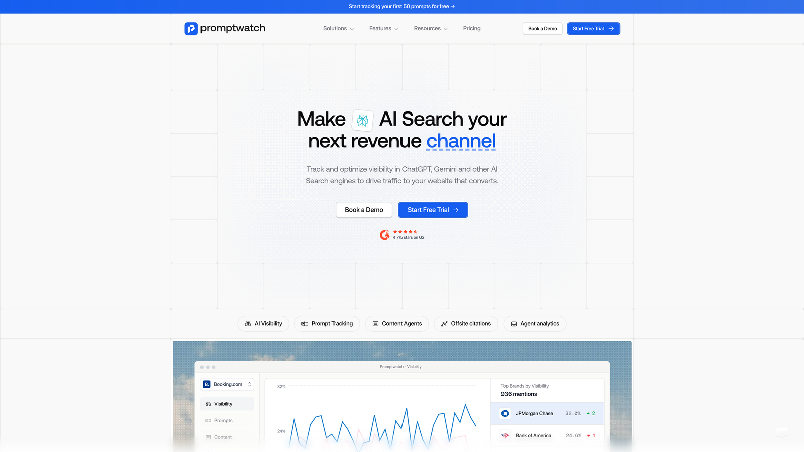 Screenshot of Promptwatch website