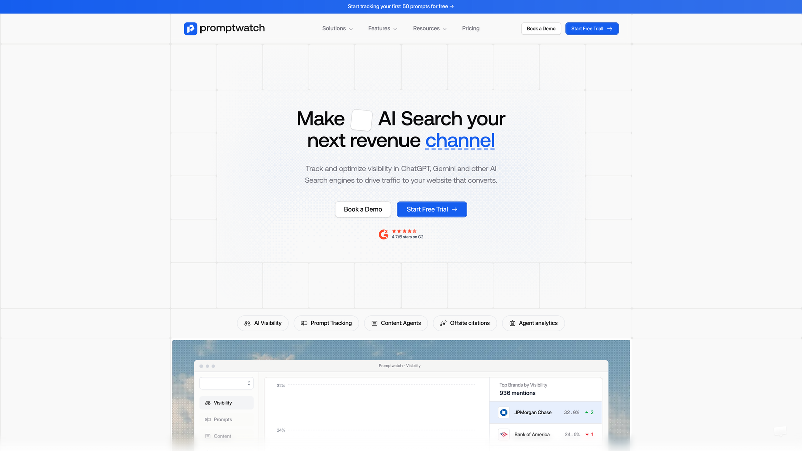 Screenshot of Promptwatch website