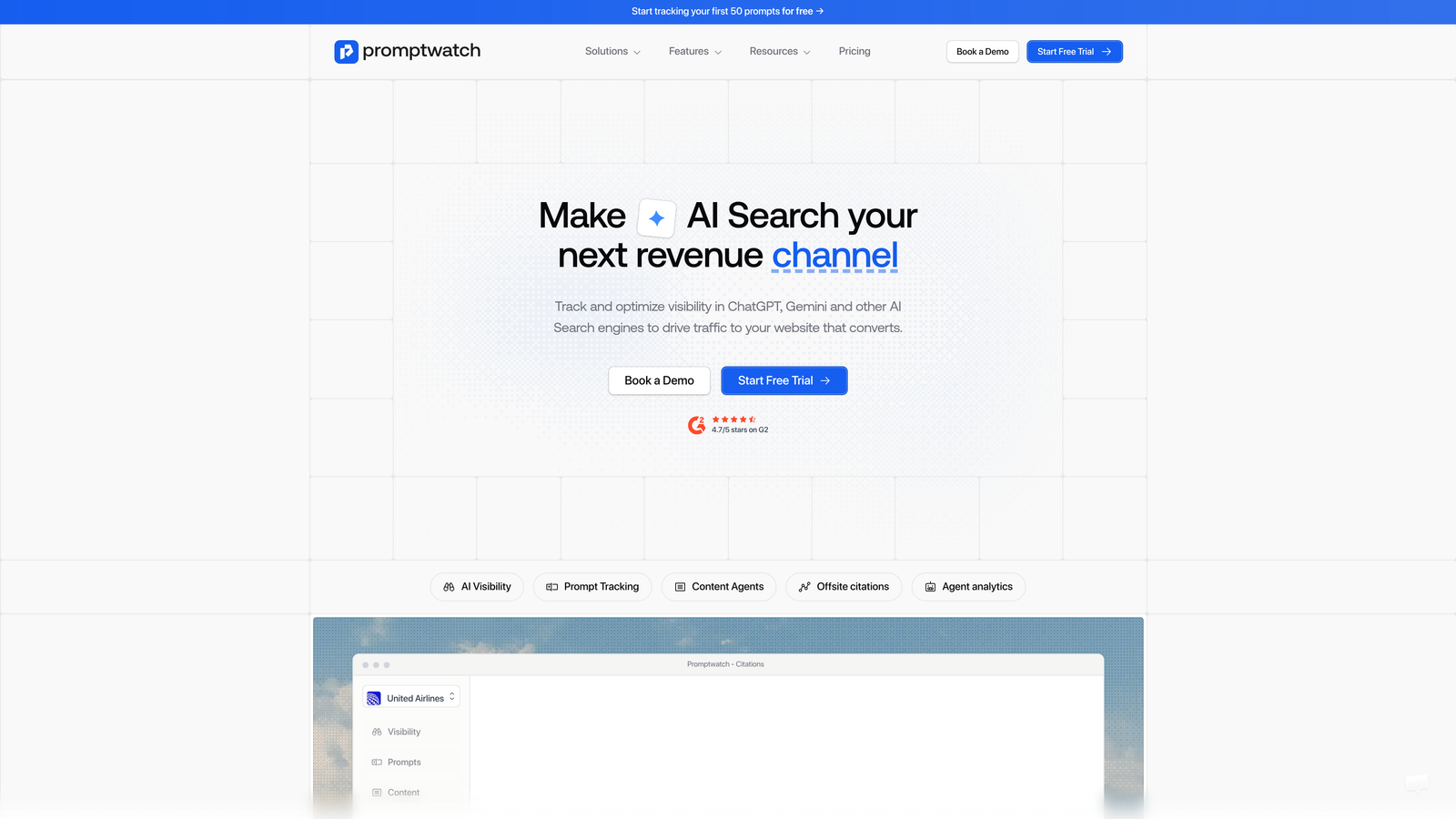 Screenshot of Promptwatch website