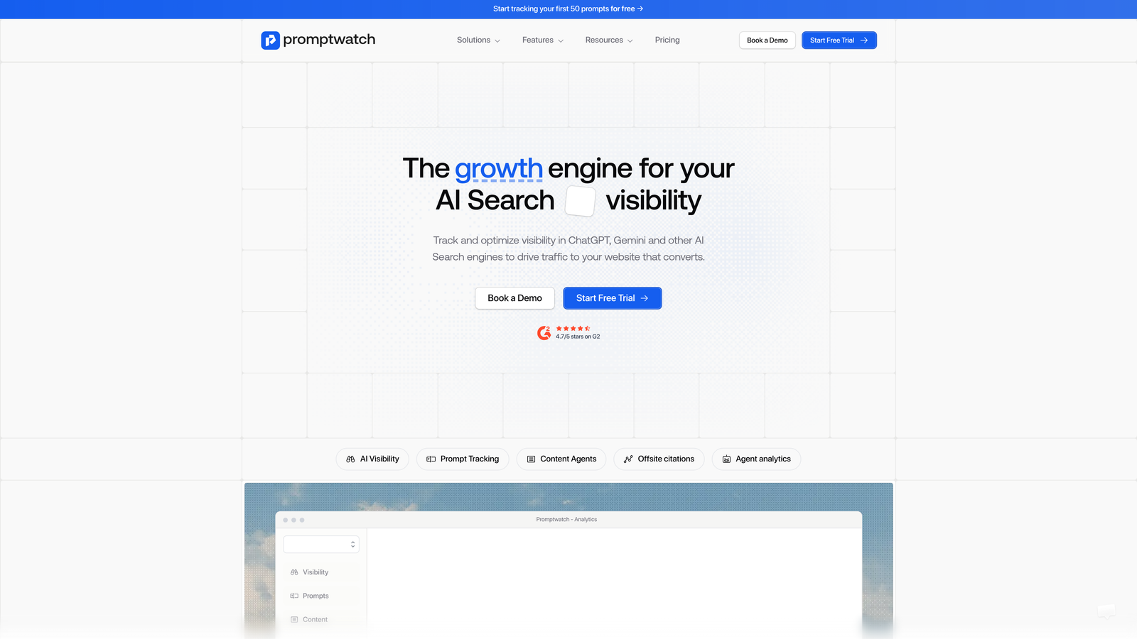 Screenshot of Promptwatch website