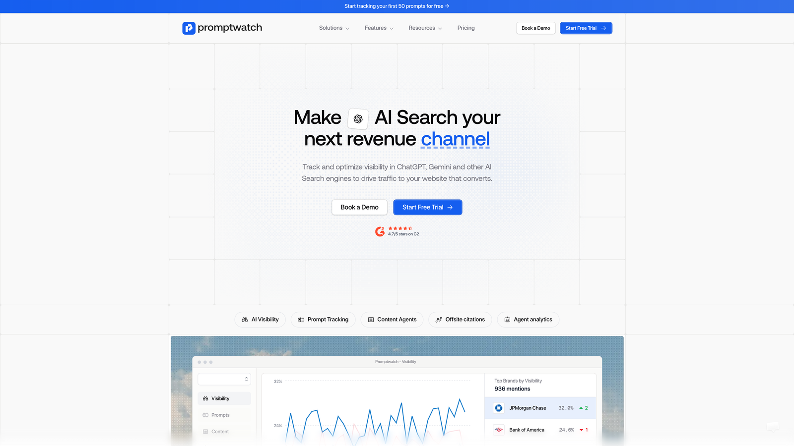 Screenshot of Promptwatch website