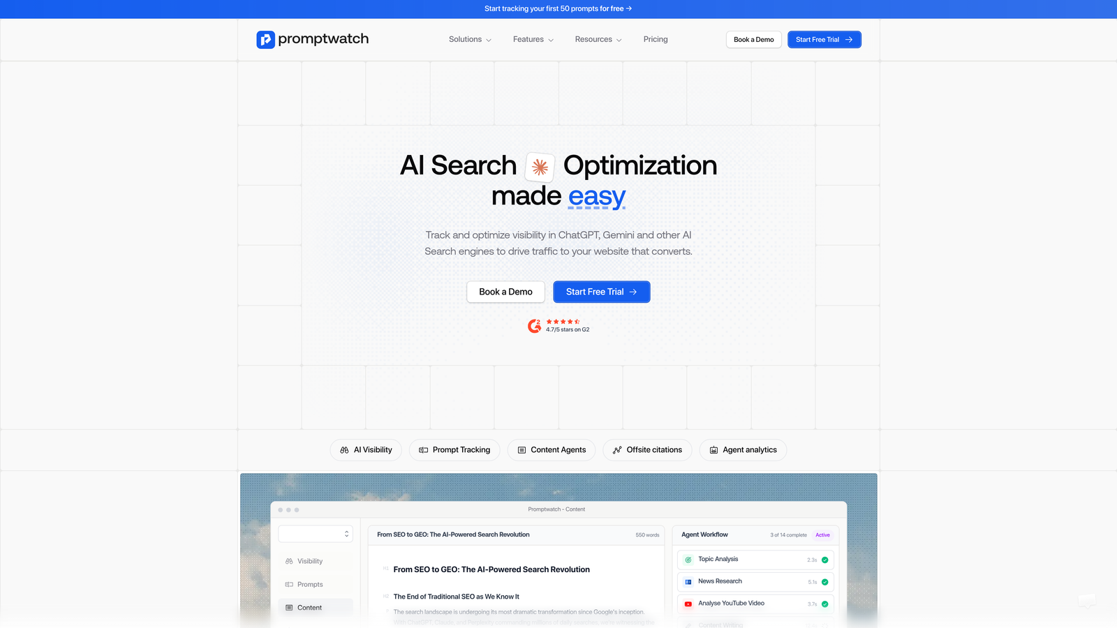 Screenshot of Promptwatch website