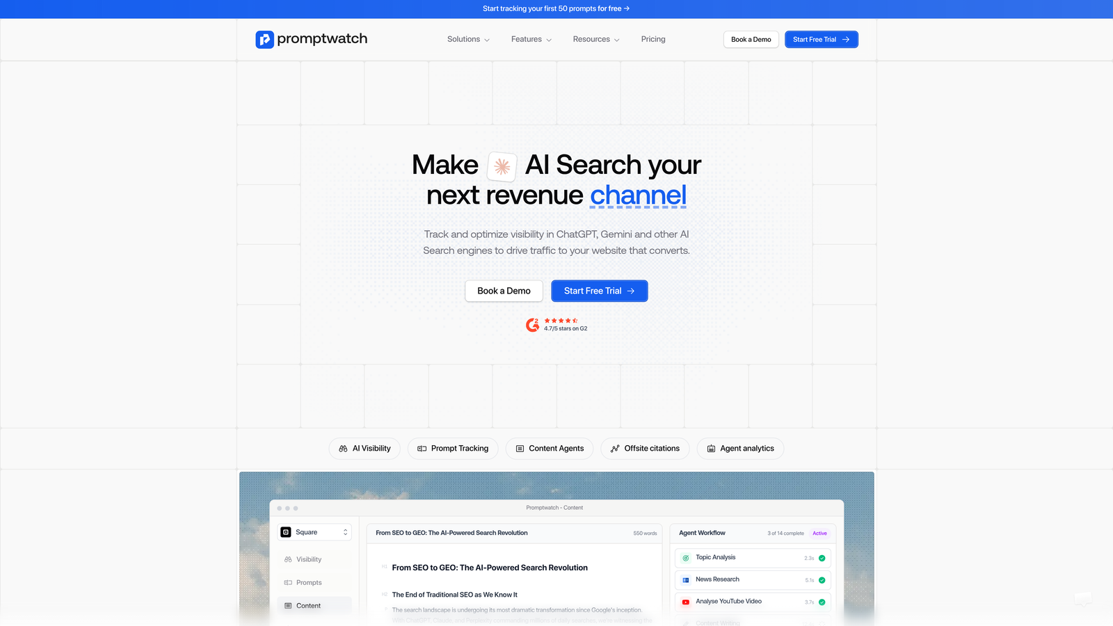 Screenshot of Promptwatch website