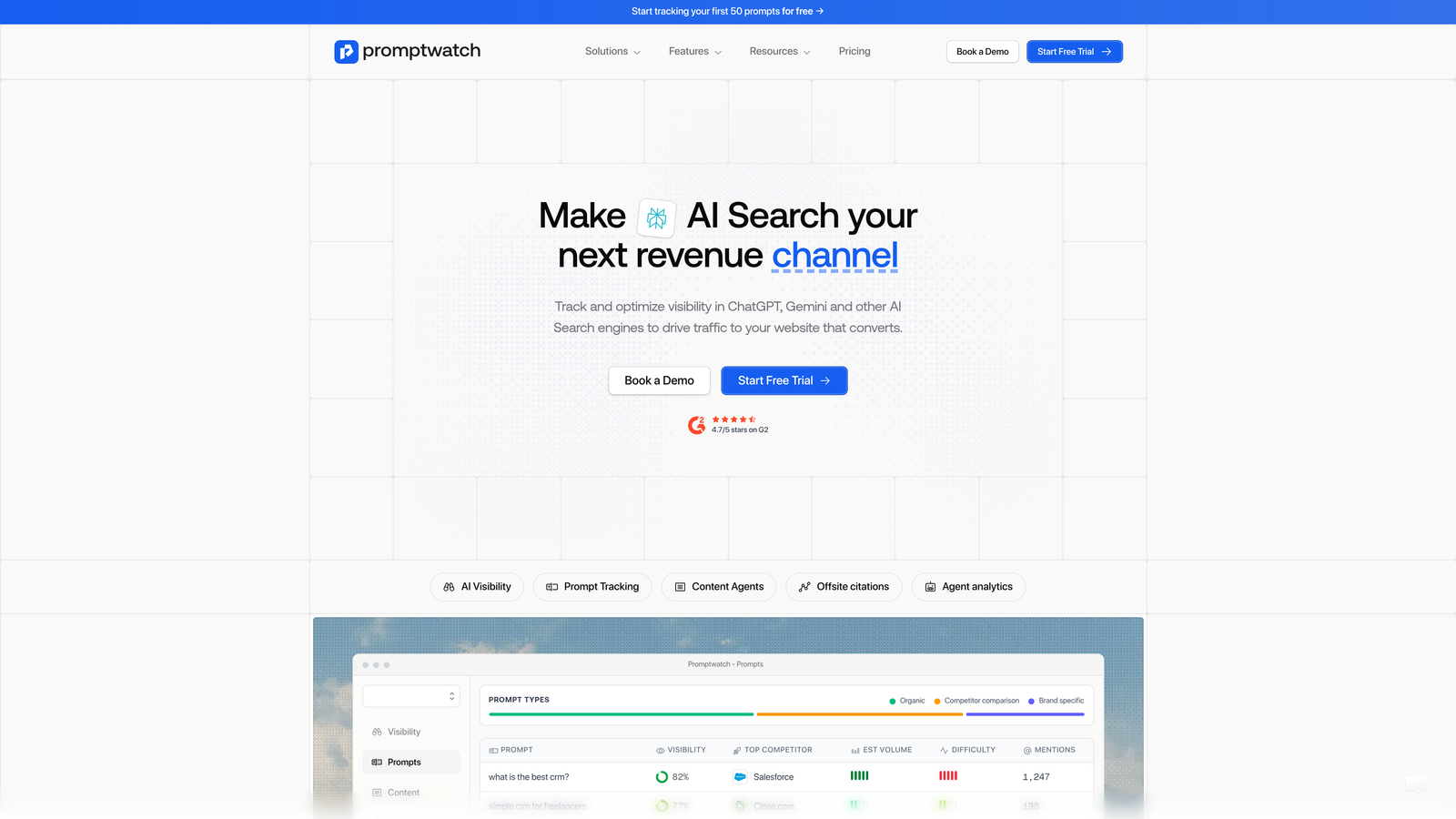 Screenshot of Promptwatch website