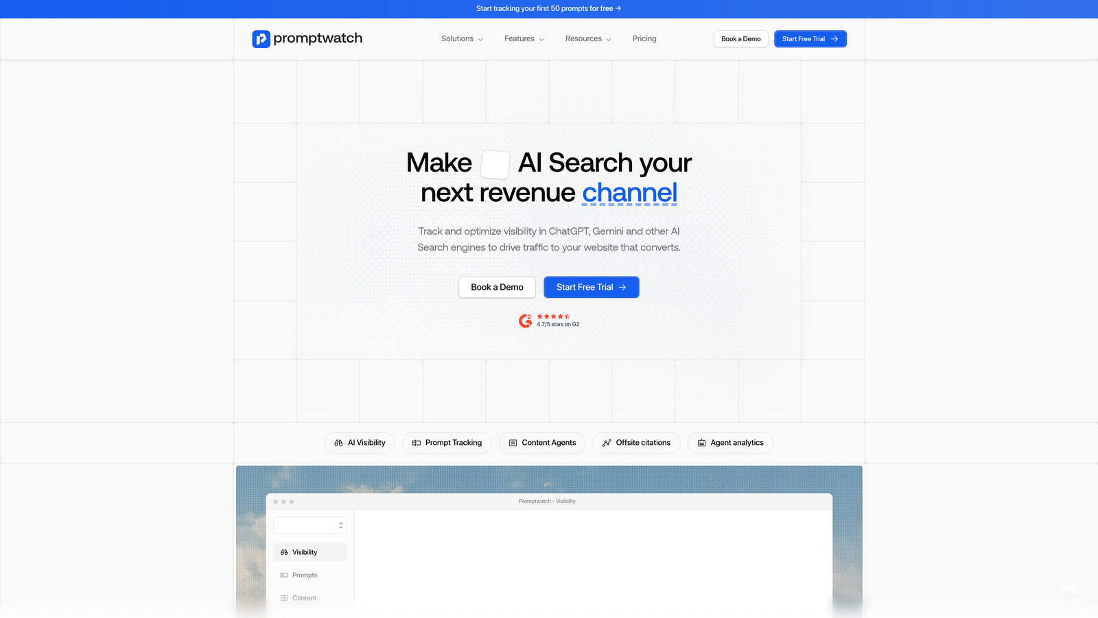 Screenshot of Promptwatch website