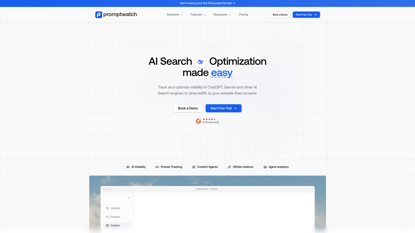 Screenshot of Promptwatch website