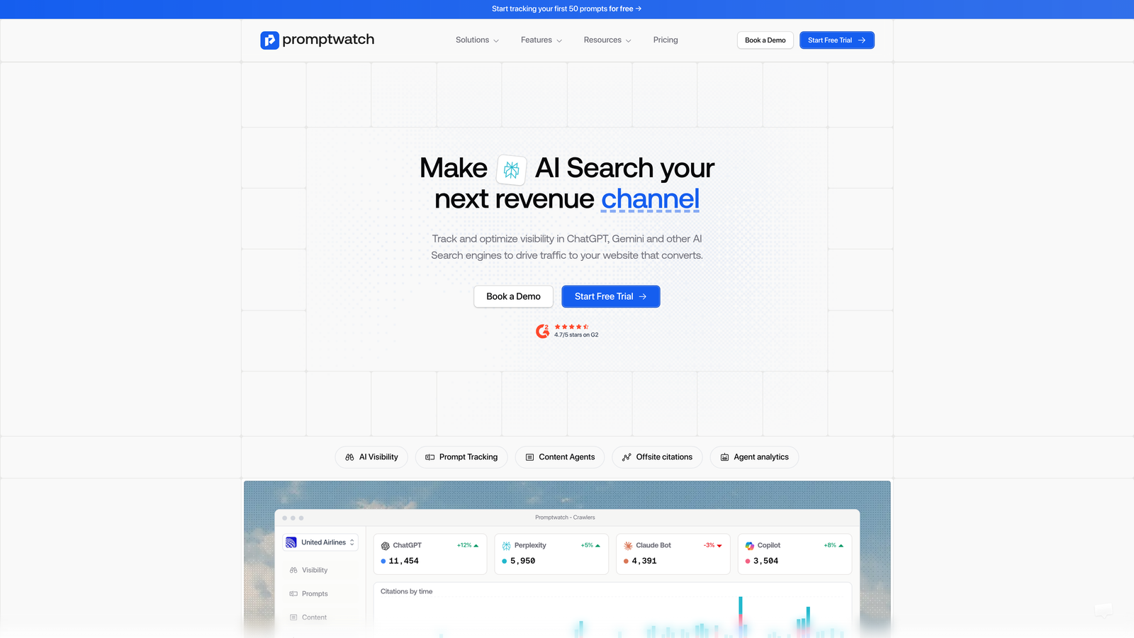 Screenshot of Promptwatch website