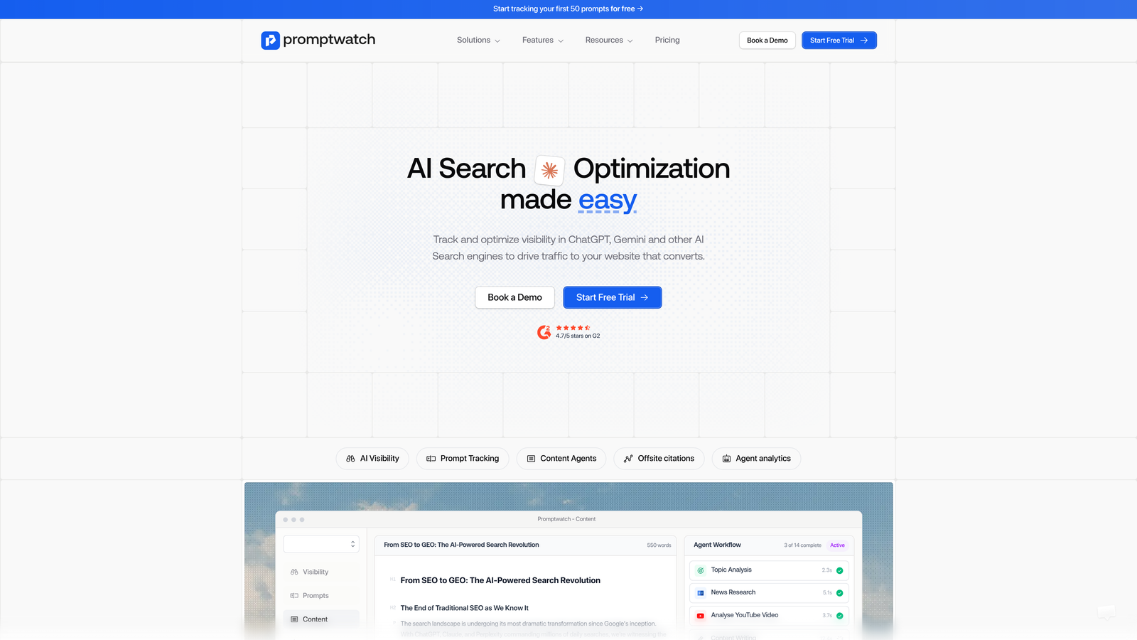 Screenshot of Promptwatch website
