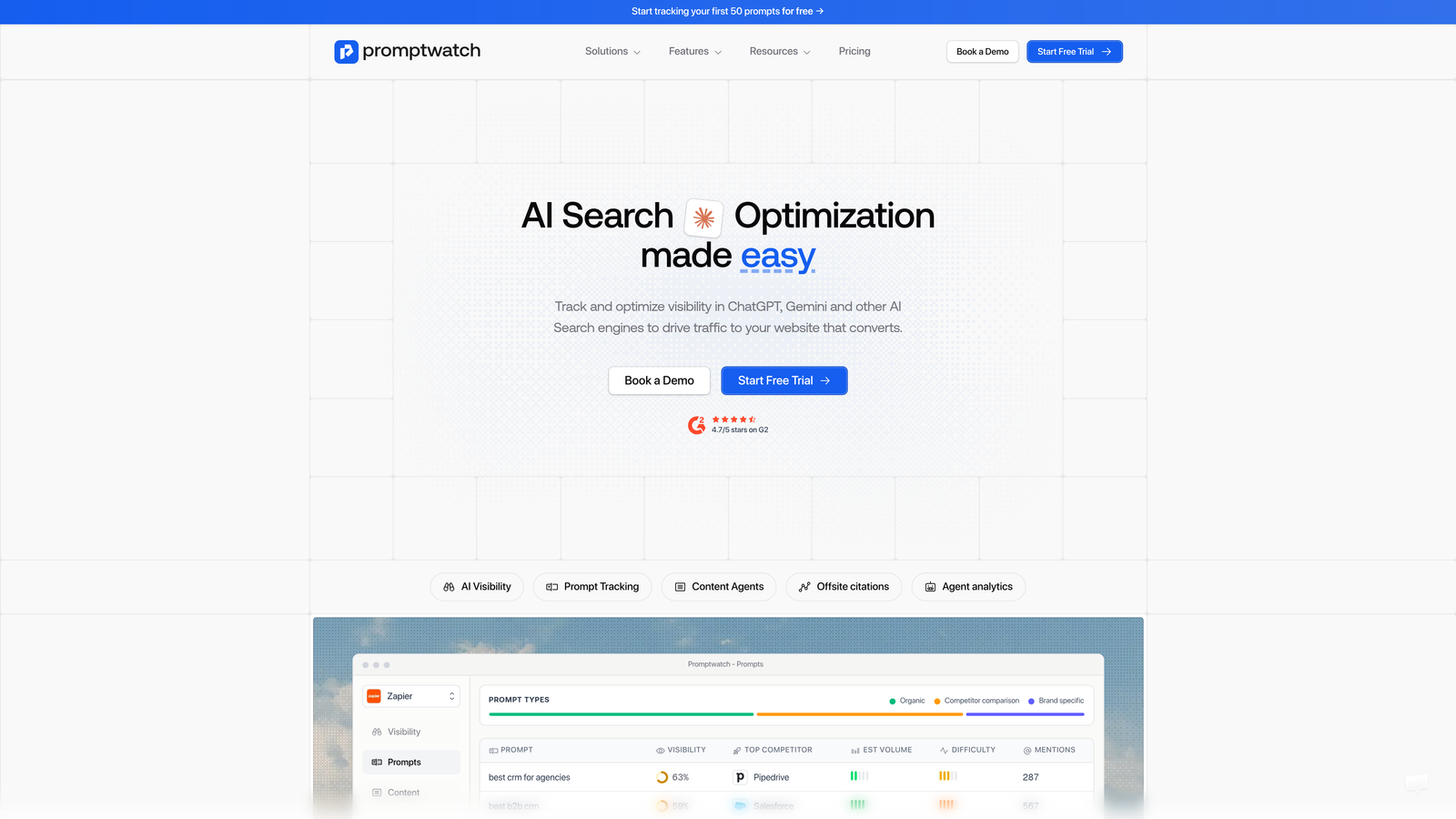 Screenshot of Promptwatch website