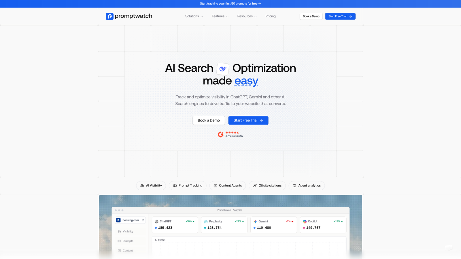 Screenshot of Promptwatch website