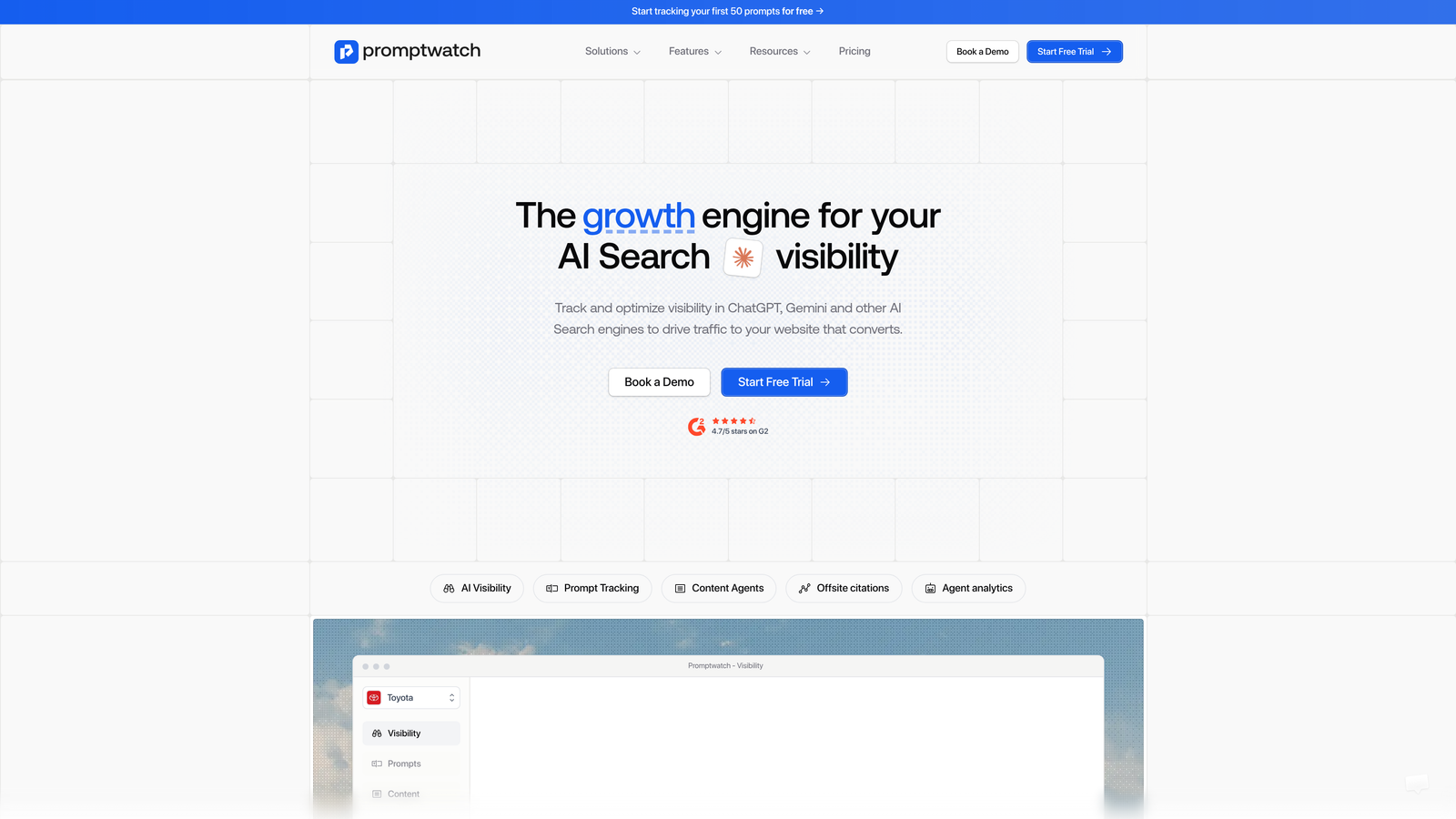 Screenshot of Promptwatch website
