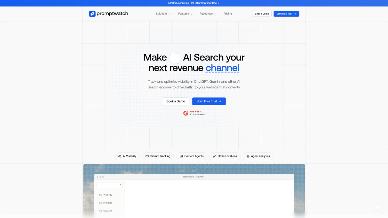 Screenshot of Promptwatch website