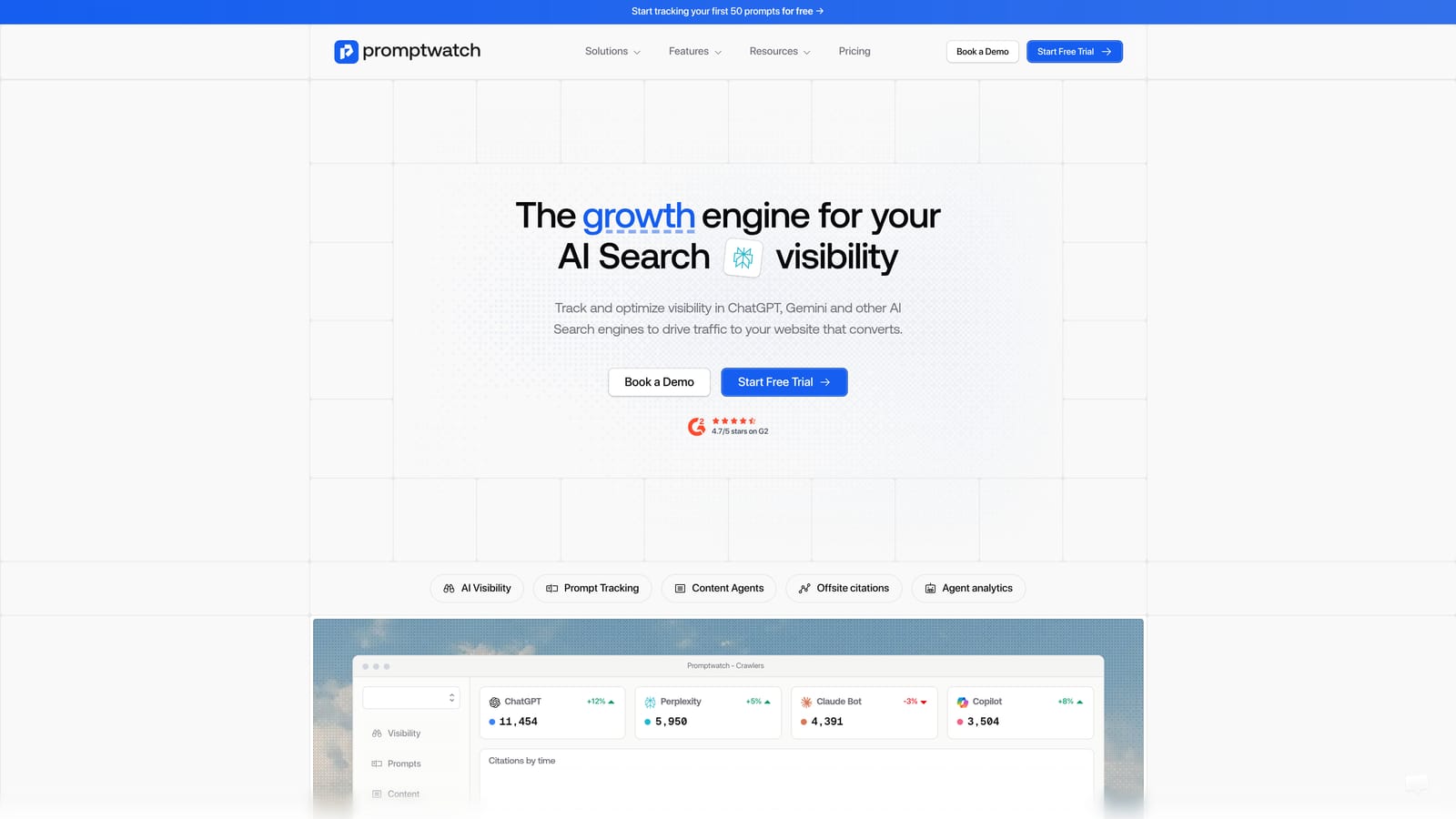 Screenshot of Promptwatch website