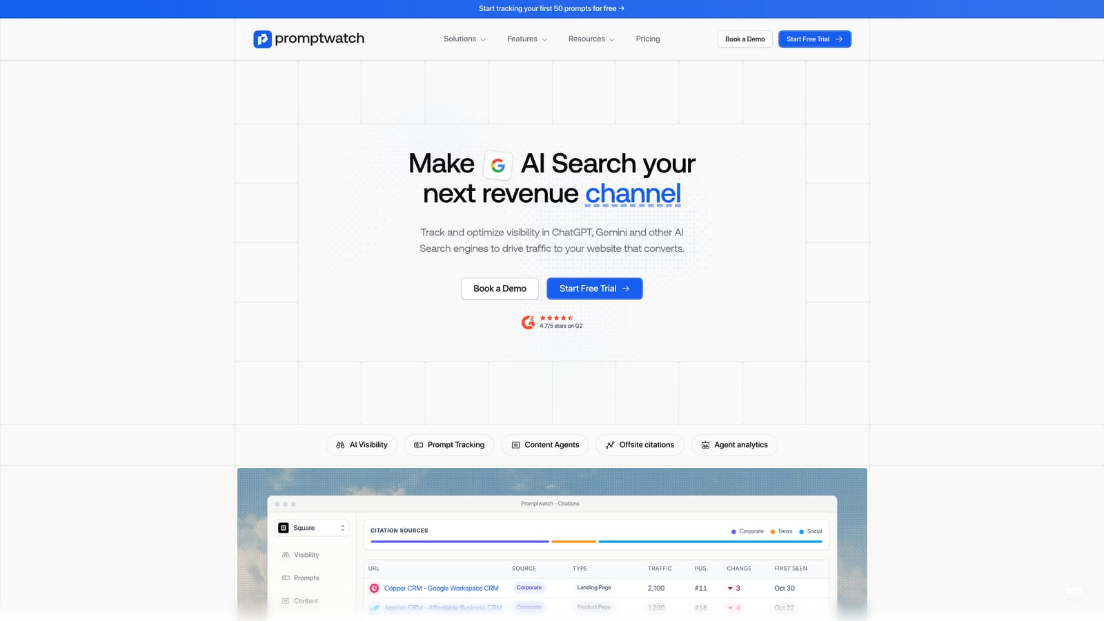 Screenshot of Promptwatch website