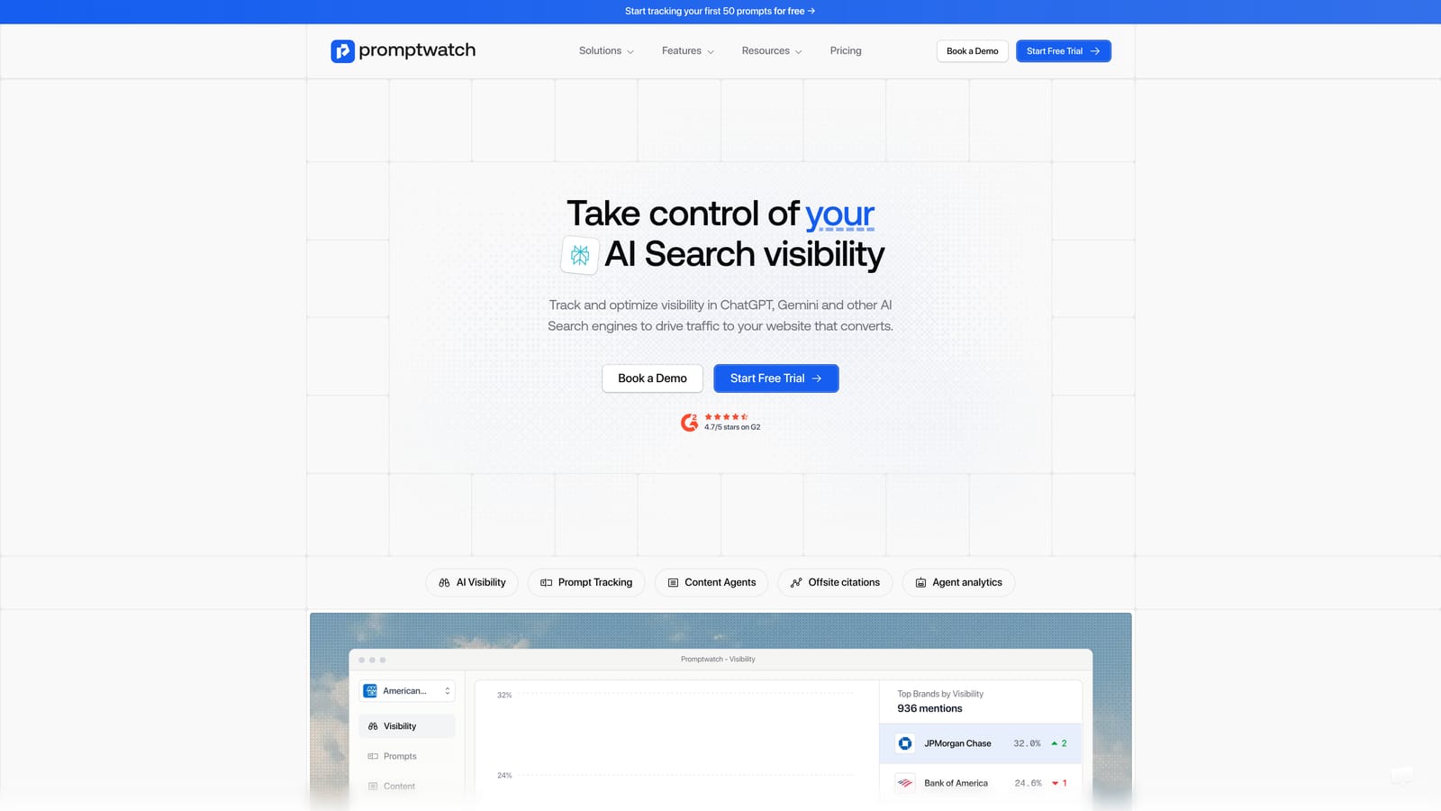 Screenshot of Promptwatch website