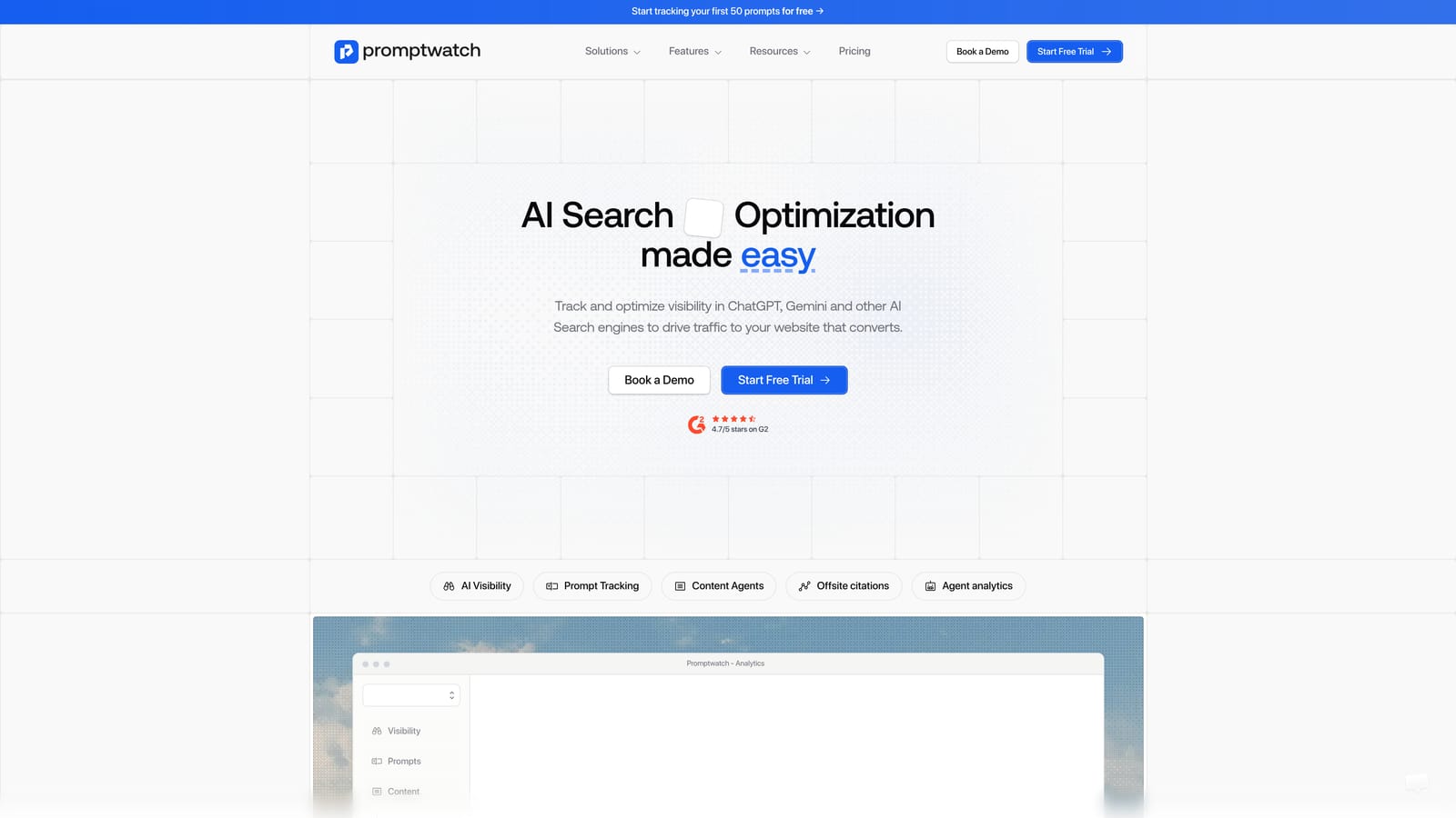 Screenshot of Promptwatch website