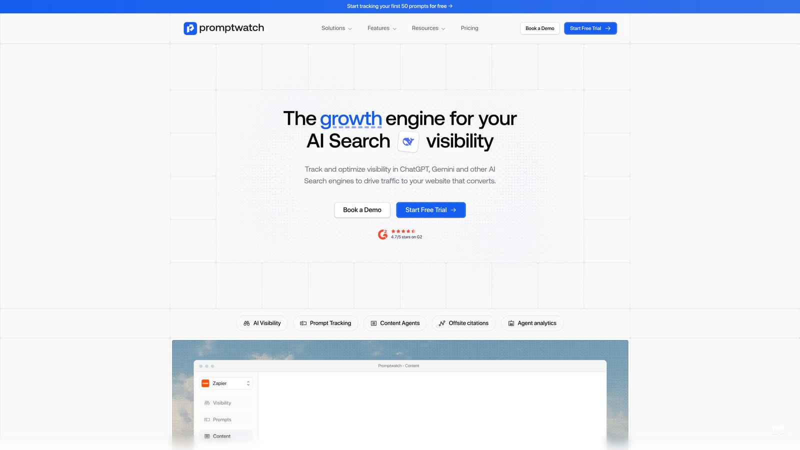 Screenshot of Promptwatch website