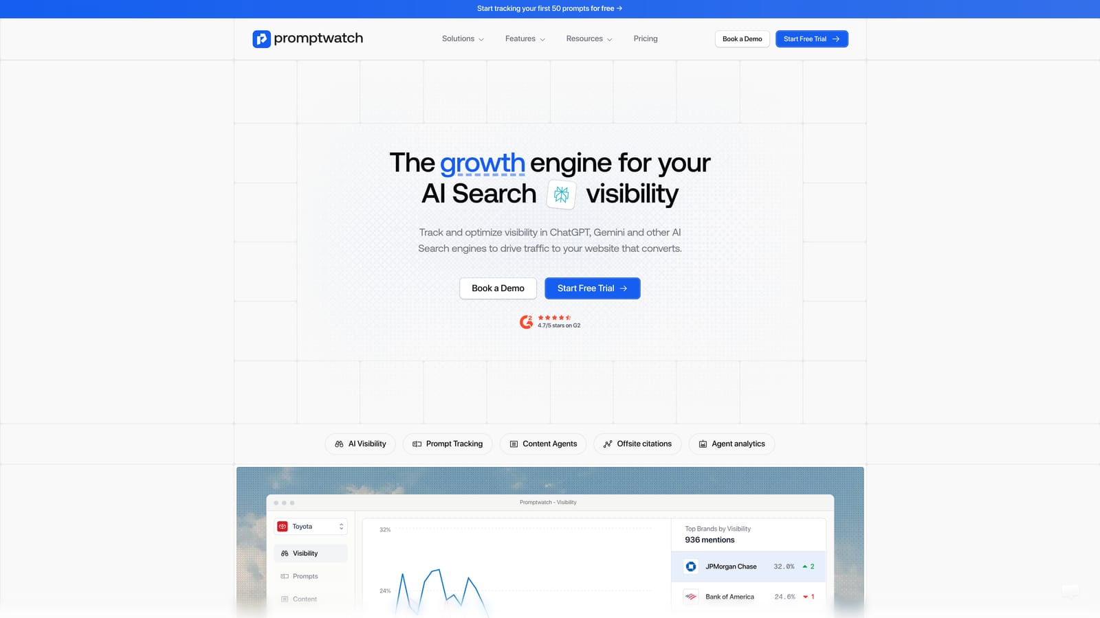 Screenshot of Promptwatch website