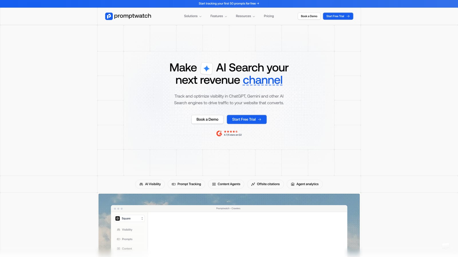Screenshot of Promptwatch website