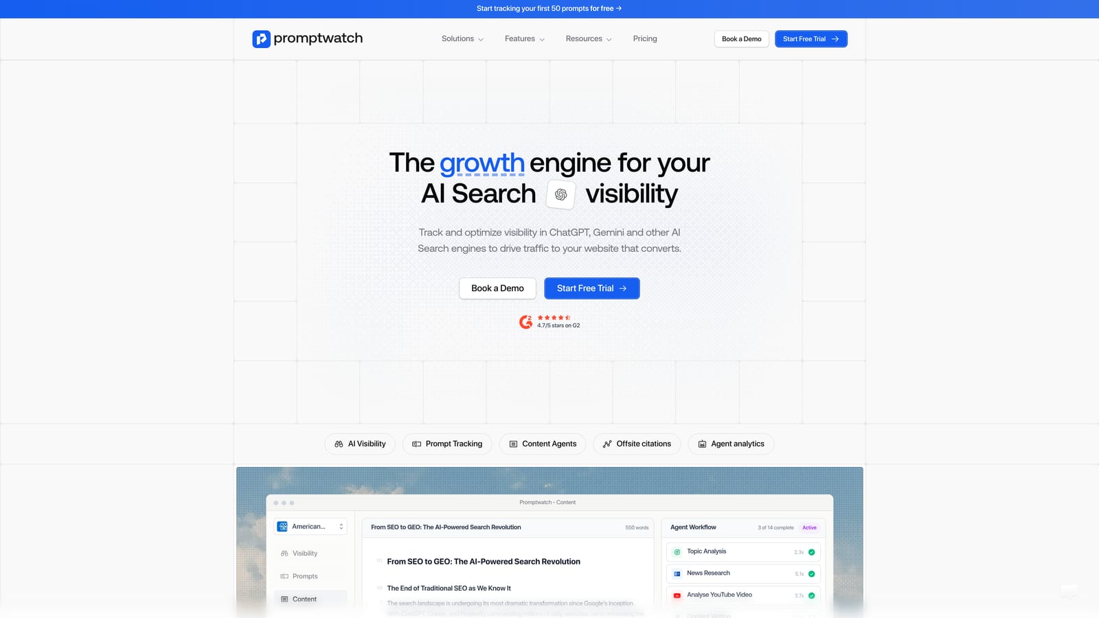 Screenshot of Promptwatch website