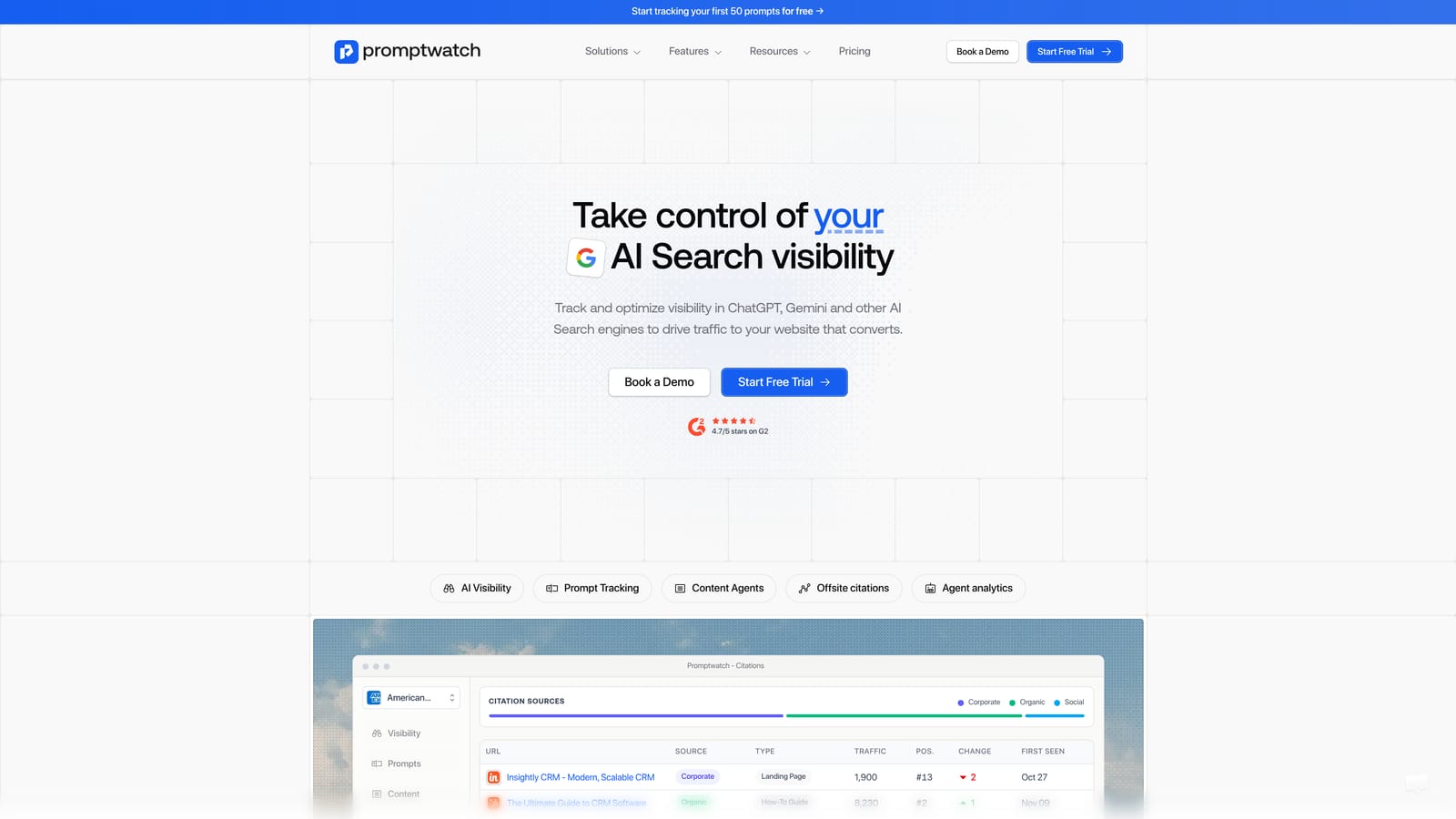 Screenshot of Promptwatch website