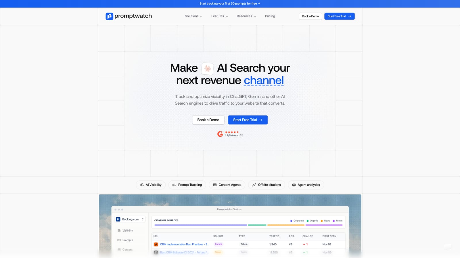 Screenshot of Promptwatch website