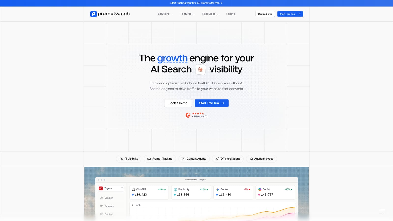 Screenshot of Promptwatch website