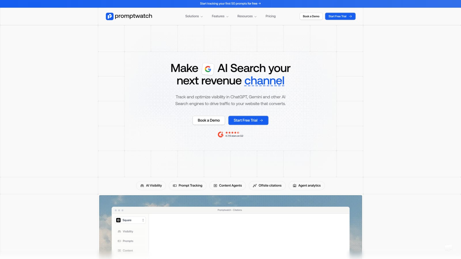 Screenshot of Promptwatch website